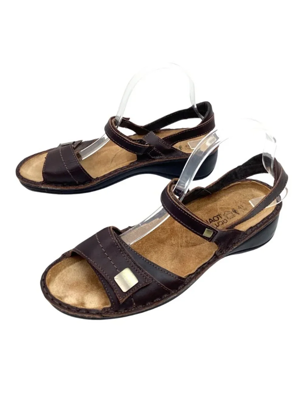 Naot Papaya Wedge Slingback Leather Sandals Brown Womens 10